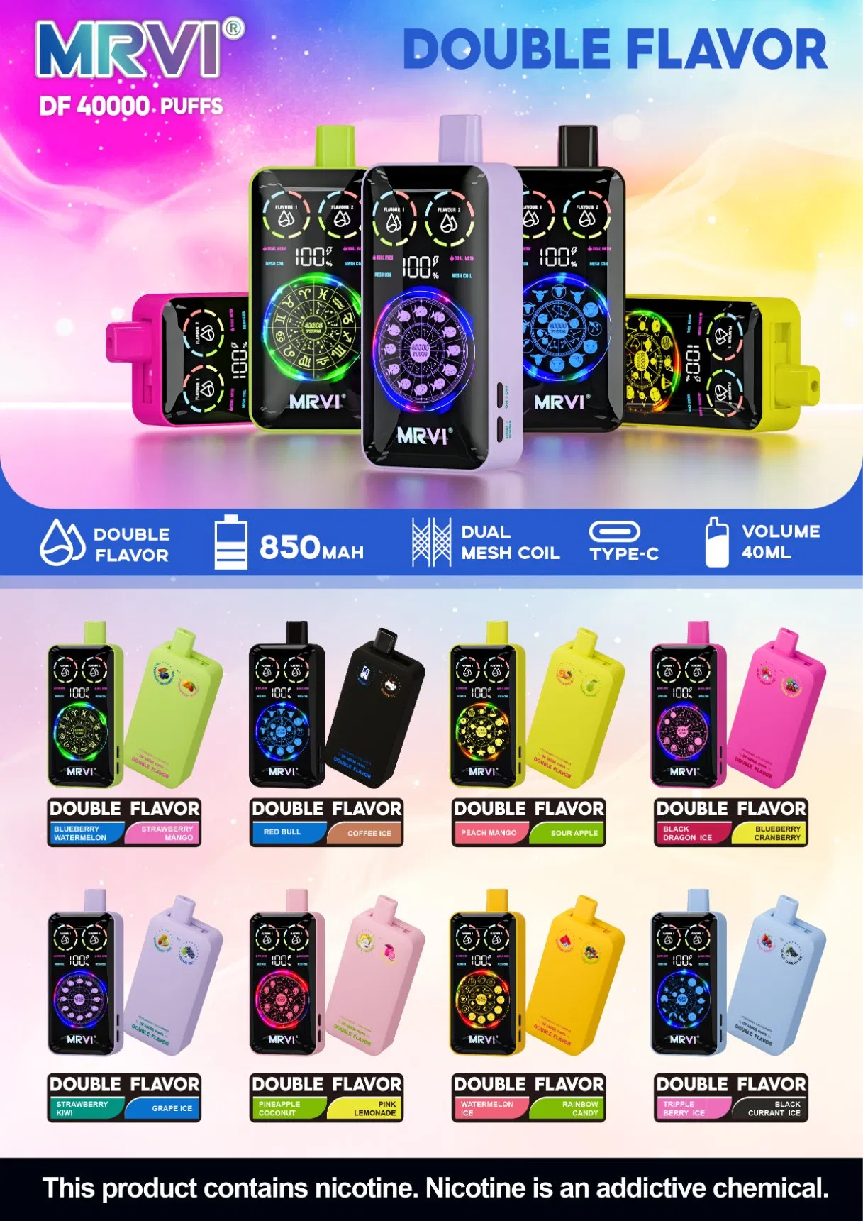 mrvi df 40k dual double flavors jetable vape wholesale (eu warehouse)